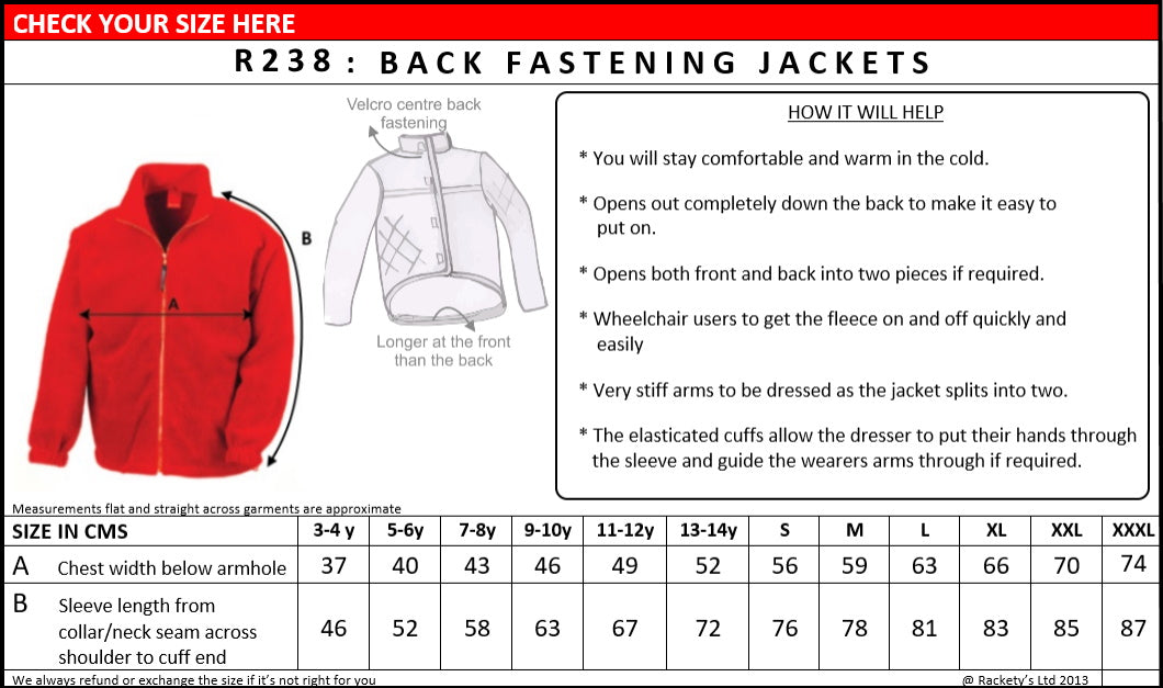 R238 Adult Back Fastening Fleece custom image